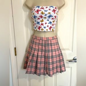 Pink plaid skort
